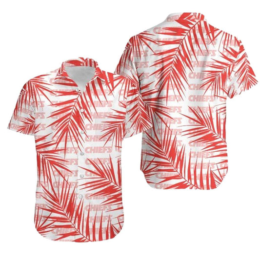 Kansas City Chiefs Unisex Tropical Leaves Graphic Hawaiian Shirt - Moonbestprint