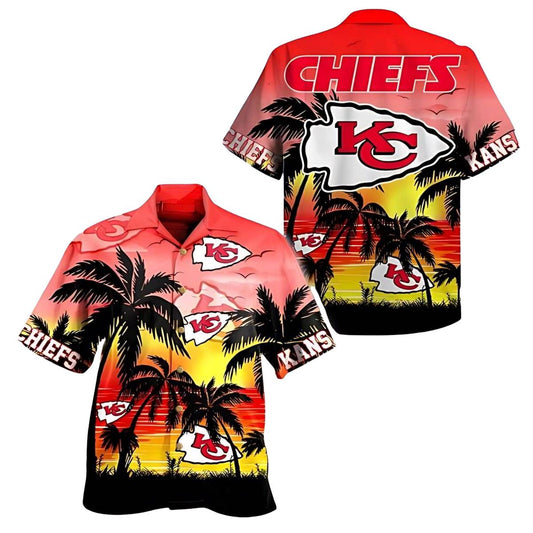 Kansas City Chiefs Unisex Tropical Sunset Graphic Hawaiian Shirt - Moonbestprint