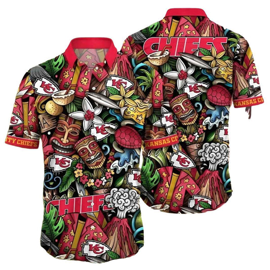 Kansas City Chiefs Unisex Tropical Tiki Graphic Hawaiian Shirt - Moonbestprint