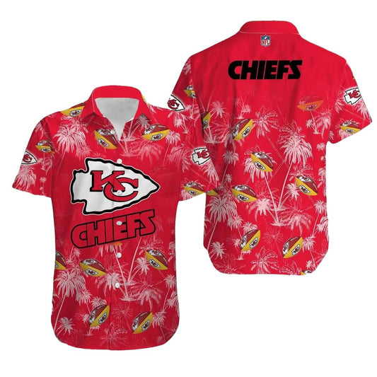 Kansas City Chiefs Red Tropical Graphic Hawaiian Shirt Unisex Gift - Moonbestprint