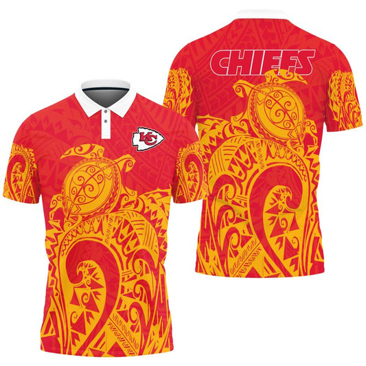 Kansas City Chiefs Turtle Polynesian Pattern Polo Shirt - Moonbestprint