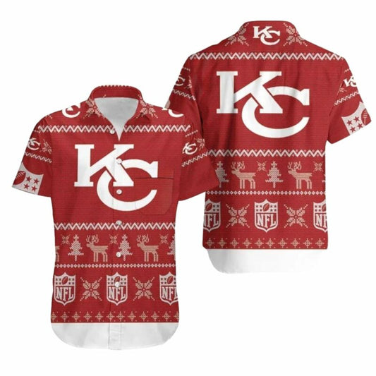 Kansas City Chiefs Graphic Hawaiian Shirt Unisex Ugly Sweater Style - Moonbestprint