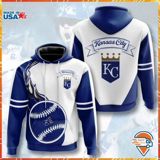 Kansas City Royals Flame Balls 3D MLB All Over Print Hoodie -Moonbestprint