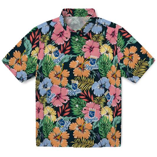 Kansas City Royals Hawaiian Shirt - Brilliant Hibiscus Garden | Moonbestprint