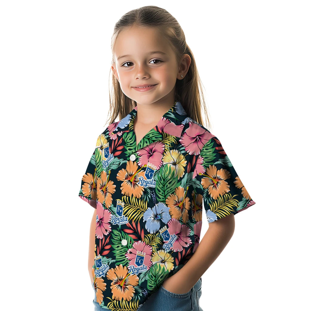 Kansas City Royals Hawaiian Shirt - Brilliant Hibiscus Garden | Moonbestprint