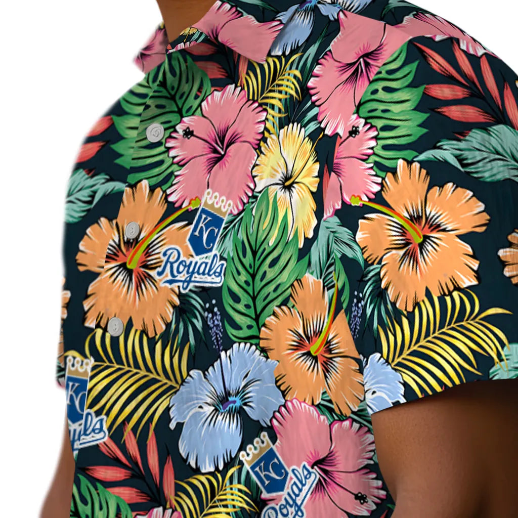 Kansas City Royals Hawaiian Shirt - Brilliant Hibiscus Garden | Moonbestprint