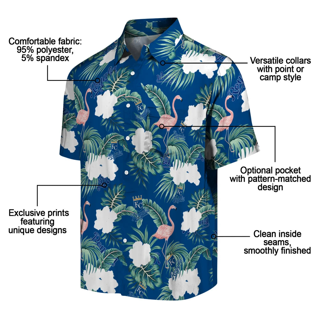 Kansas City Royals Hawaiian Shirt - Flamingo and Hibiscus | Moonbestprint