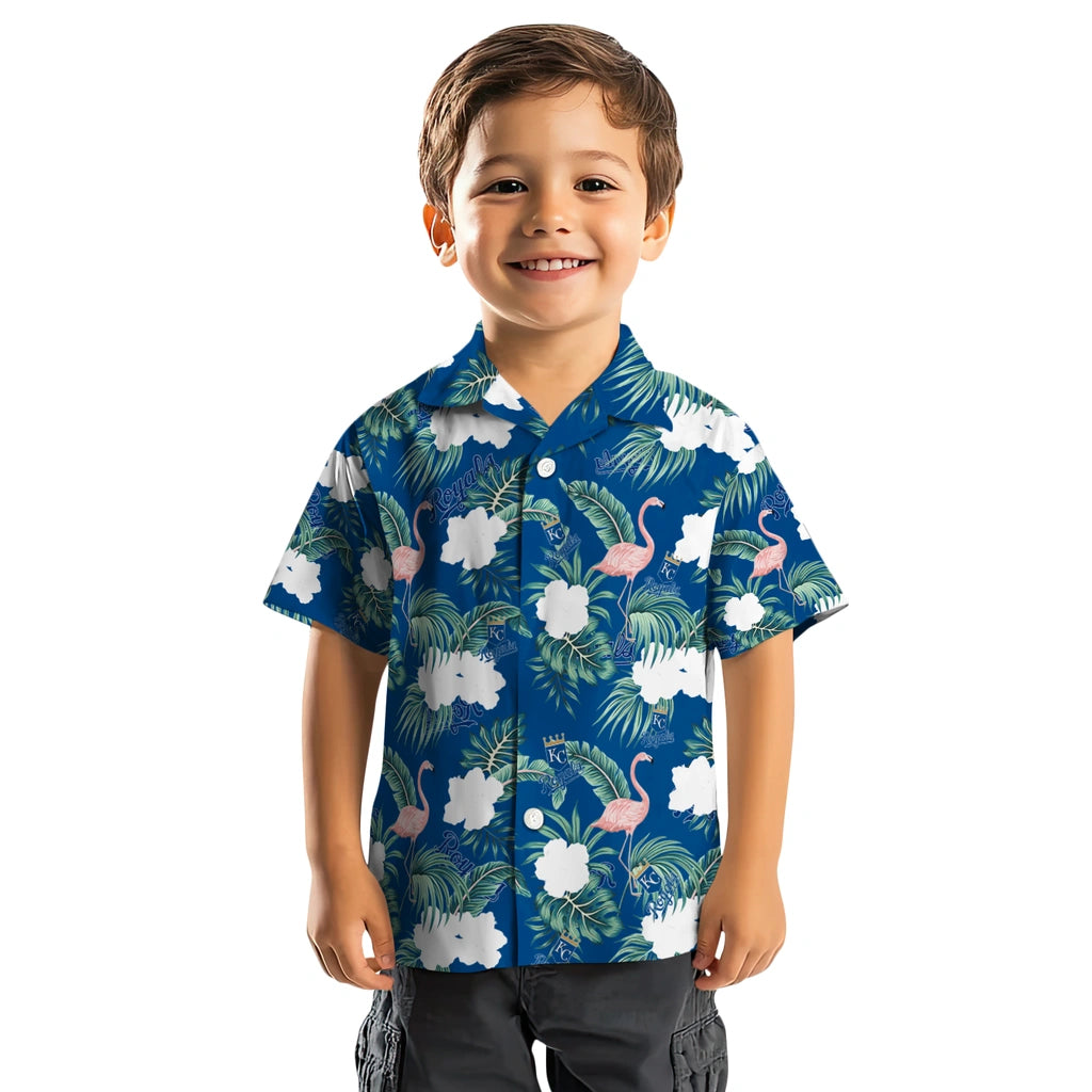 Kansas City Royals Hawaiian Shirt - Flamingo and Hibiscus | Moonbestprint