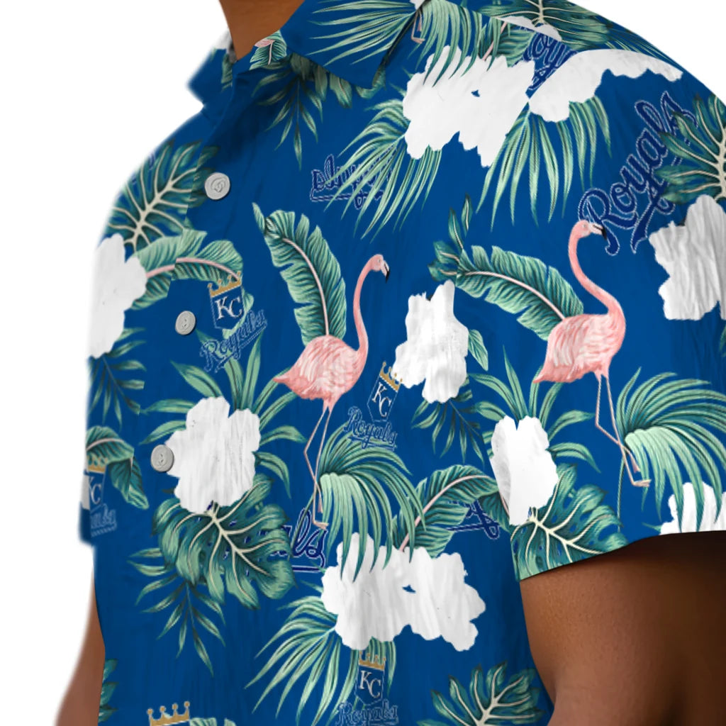 Kansas City Royals Hawaiian Shirt - Flamingo and Hibiscus | Moonbestprint