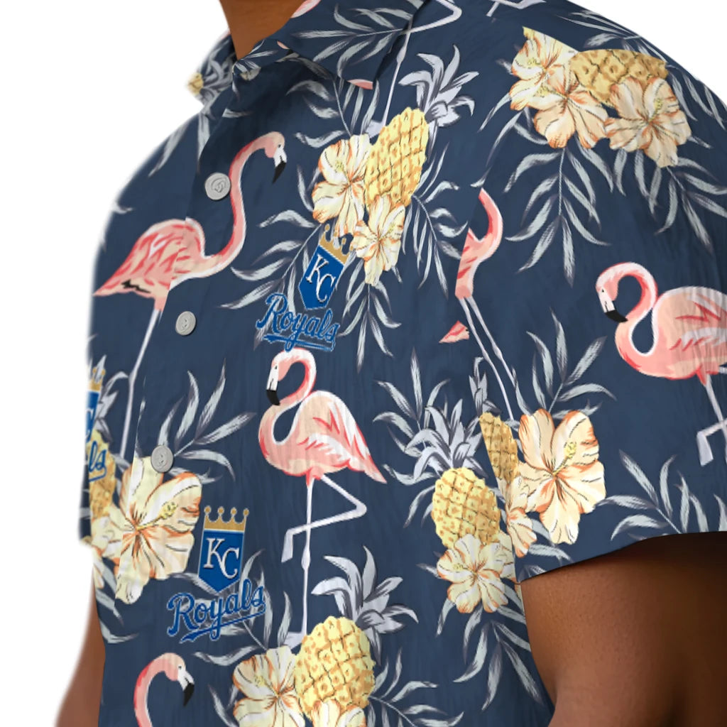 Kansas City Royals Hawaiian Shirt - Flamingo Hibiscus | Moonbestprint