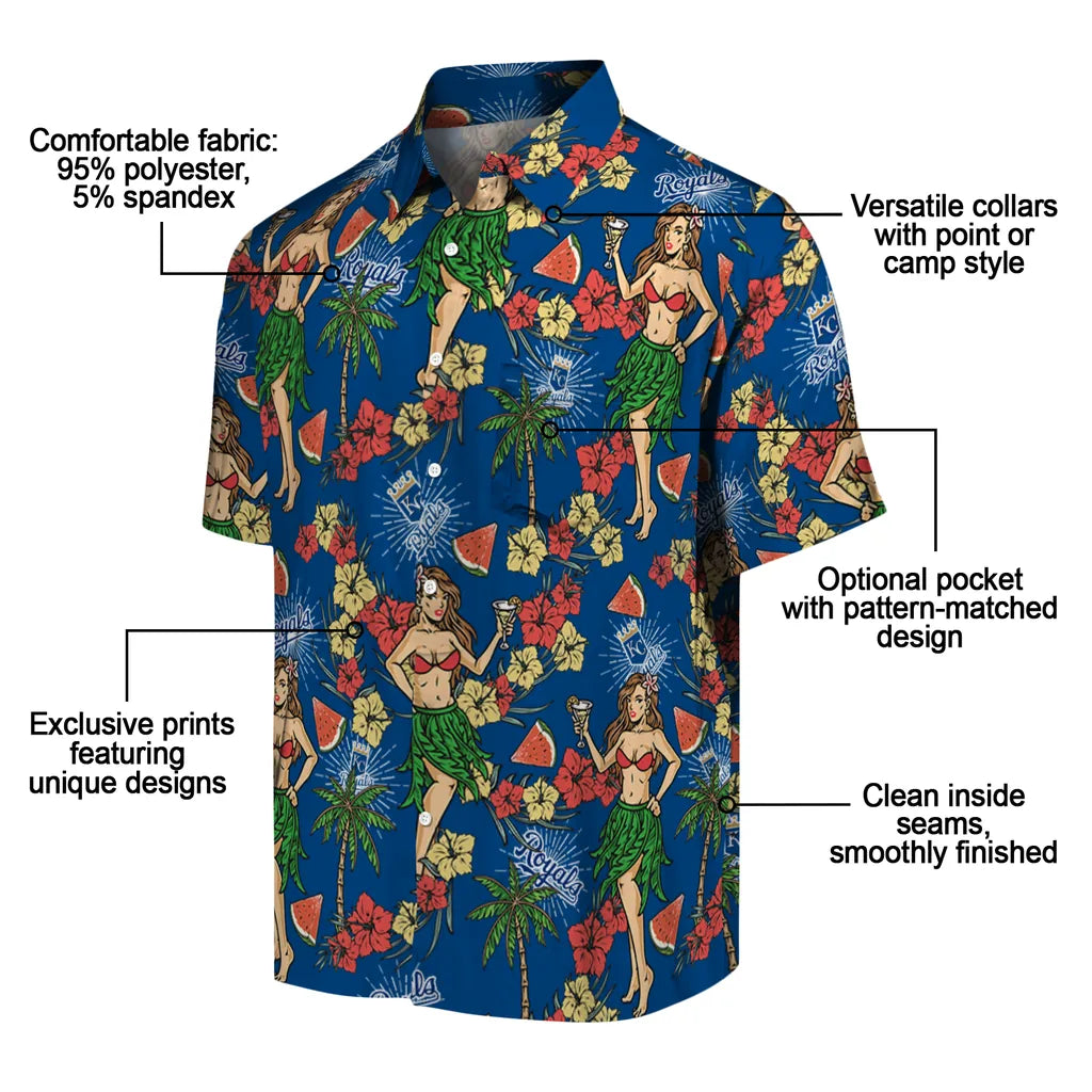 Kansas City Royals Hawaiian Shirt - Hawaiian Girls Design | Moonbestprint