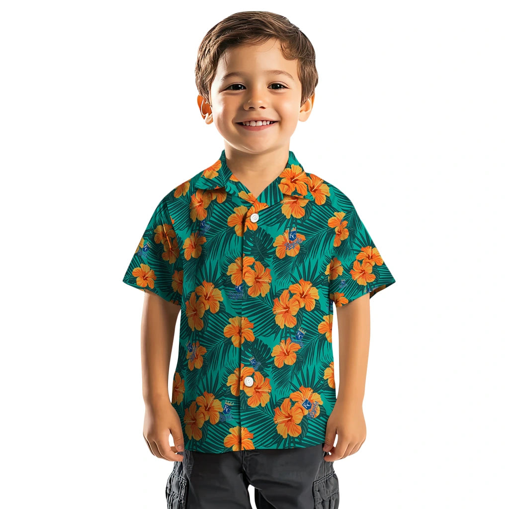 Kansas City Royals Hawaiian Shirt - Hibiscus and Palm Leaves | Moonbestprint