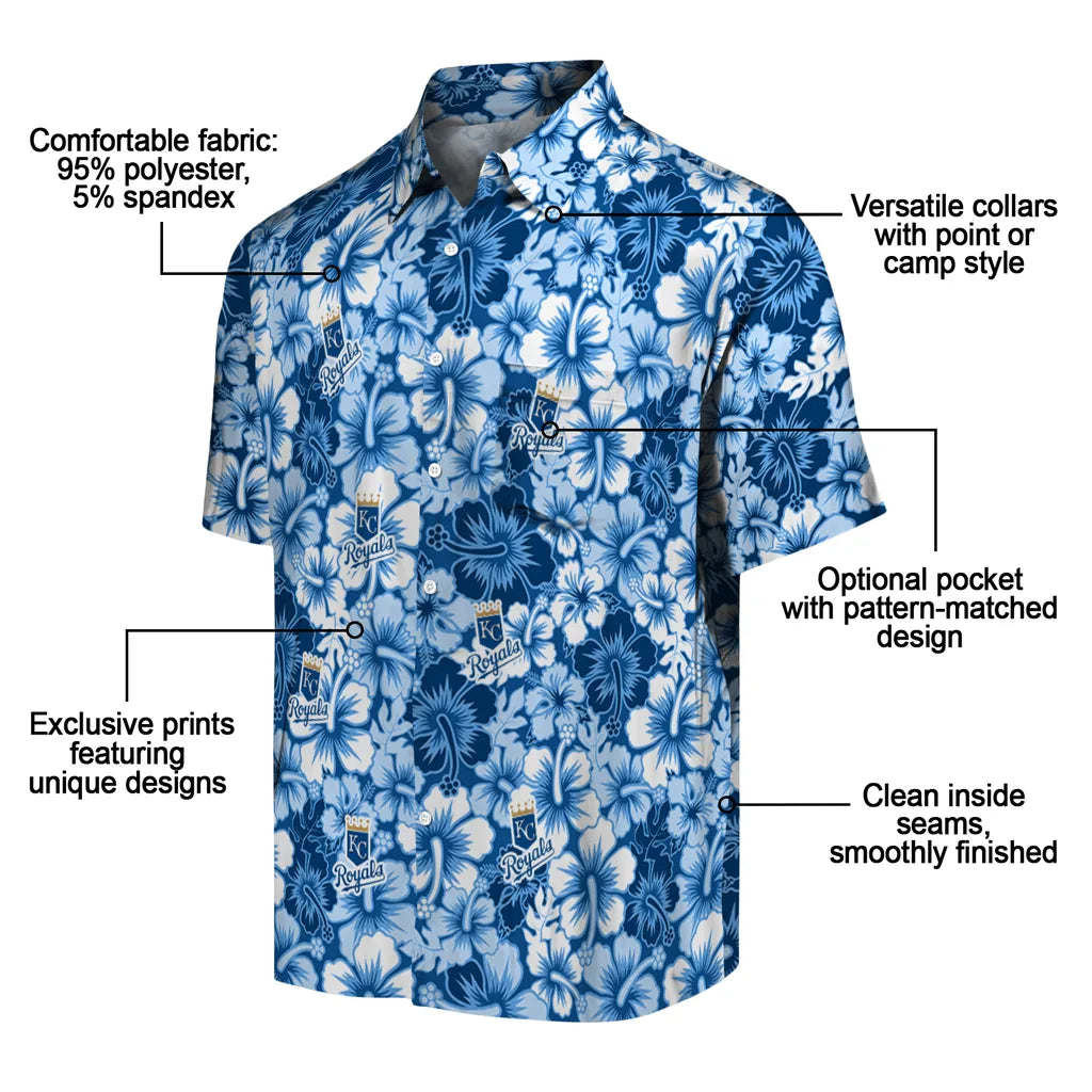 Kansas City Royals Hawaiian Shirt - Hibiscus Blooms | Moonbestprint