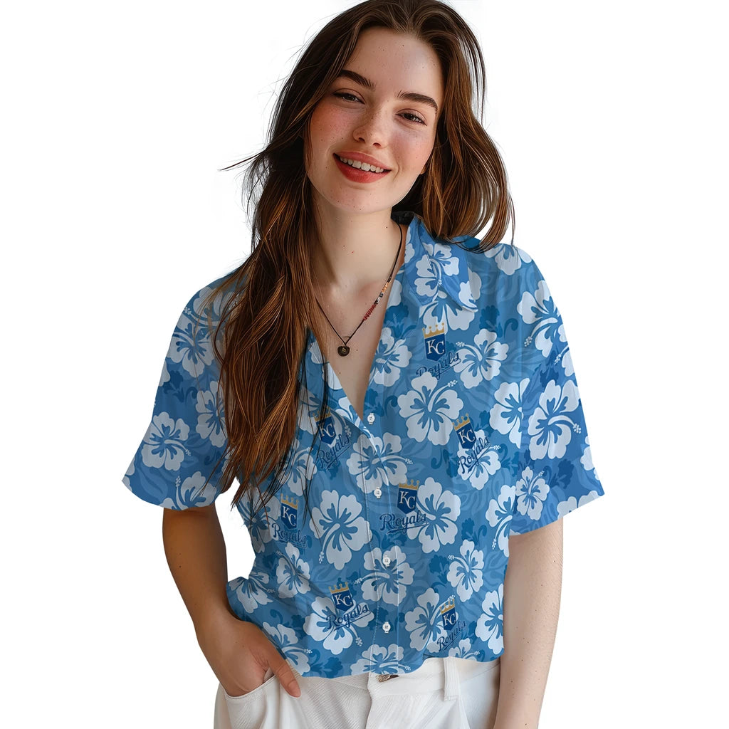 Kansas City Royals Hawaiian Shirt - Hibiscus Cluster | Moonbestprint