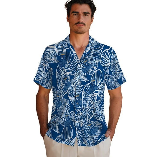 Kansas City Royals Hawaiian Shirt - Leaf Outline | Moonbestprint