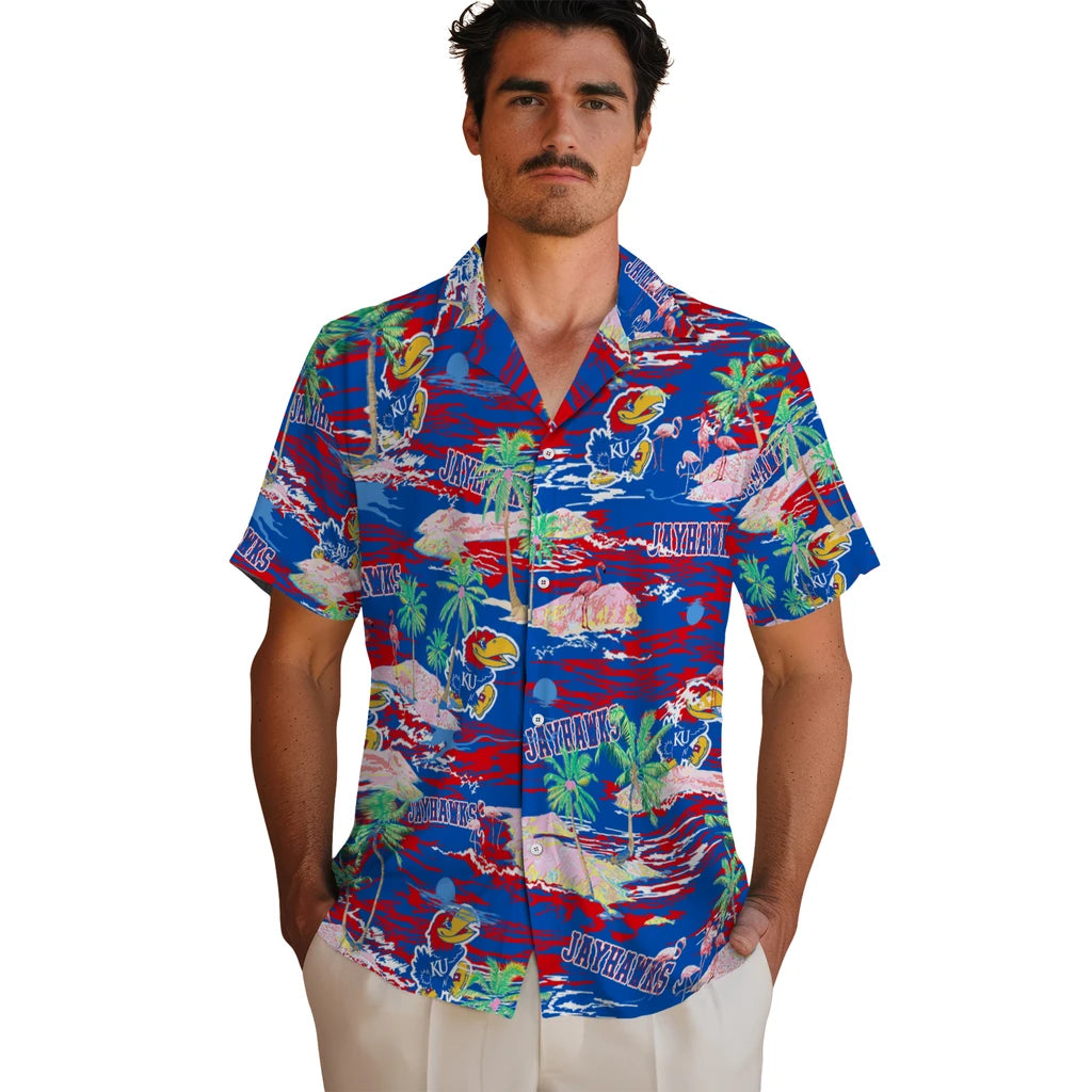 Kansas Jayhawks Flamingo Retreat 2026 Hawaiian Shirt – Moonbestprint
