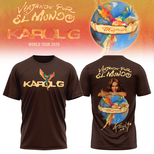 Karol G - Viajando Por El Mundo Tropitour 2026 Limited Edition T-shirt | AO39 Moonbestprint