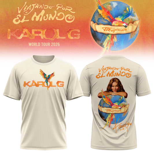 Karol G - Viajando Por El Mundo Tropitour 2026 Limited Edition T-shirt | RT16 Moonbestprint