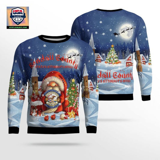 Kendall County States Attorneys Office Christmas AOP Sweater ? Usalast