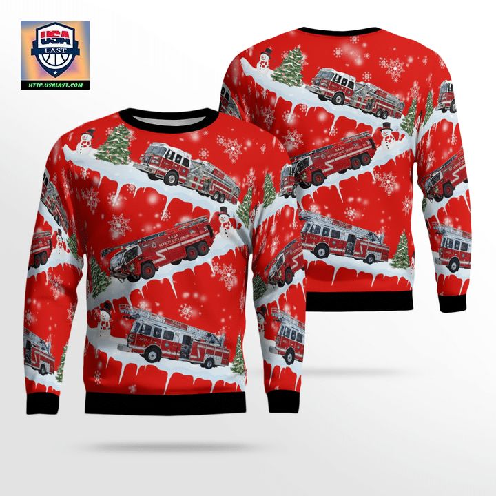 Kennedy Space Center Florida NASA Kennedy Space Center Fire Rescue Christmas Sweater 3D ? Usalast