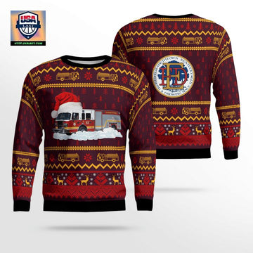Kentucky Elizabethtown Fire Department Fire Truck 2081 Christmas AOP Sweater ? Usalast