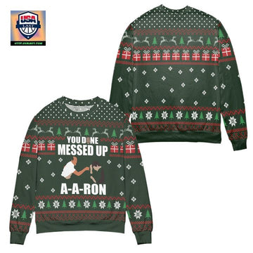 Key Peele You Done Messed Up A-Aron Snowflake Pattern Ugly Christmas Sweater ? Green ? Usalast