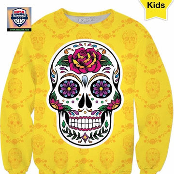 Kids Yellow Sugar Skull Sweater ? Usalast