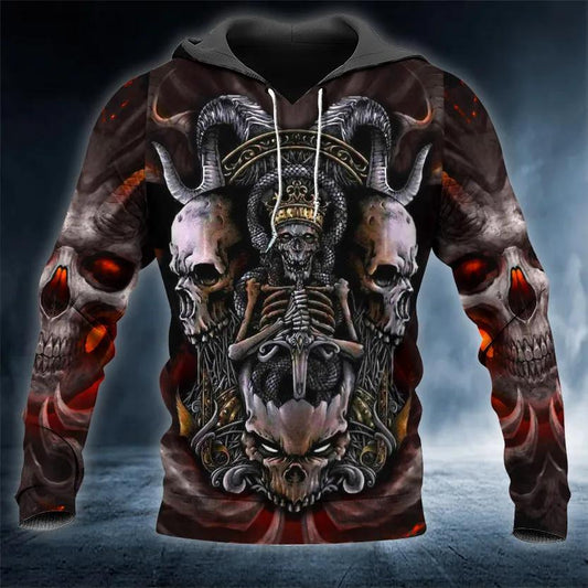 King ACDC Skull 3D All Over Print Hoodie -Moonbestprint