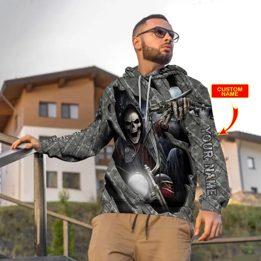 King Motocycle Skull Custom 3D All Over Print Hoodie -Moonbestprint