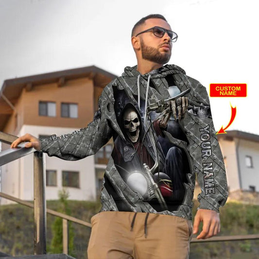 King Motocycle Skull Custom 3D All Over Print Hoodie -Moonbestprint