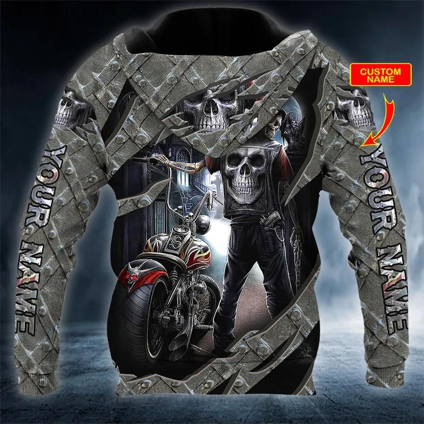 King Motocycle Skull Custom 3D All Over Print Hoodie -Moonbestprint