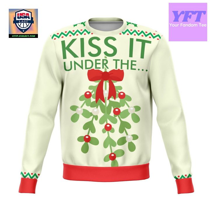 Kiss It Under The Mistletoe Funny Meme 2022 Design 3d Ugly Christmas Sweater ? Usalast