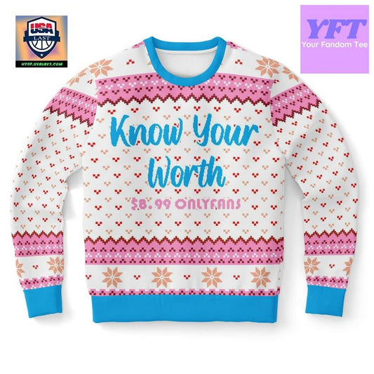 Know Your Worth Meme 2022 Design 3d Ugly Christmas Sweater ? Usalast
