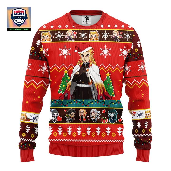 Kyojuro Rengoku Demon Slayer Anime Ugly Christmas Sweater Red 1 Amazing Gift Idea Thanksgiving Gift ? Usalast