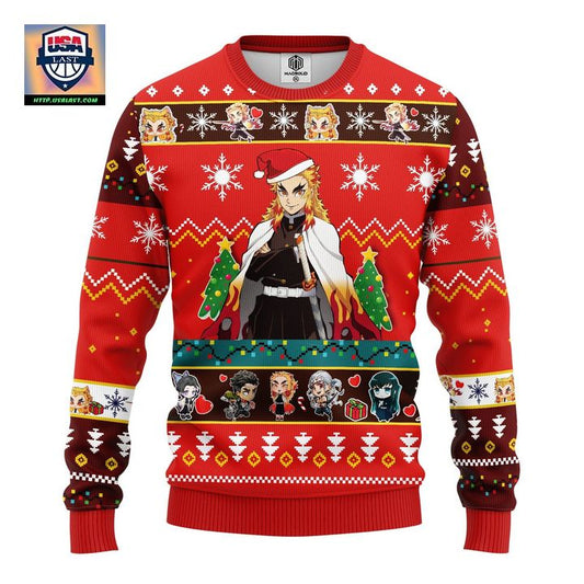Kyojuro Rengoku Demon Slayer Anime Ugly Christmas Sweater Red 1 Amazing Gift Idea Thanksgiving Gift ? Usalast