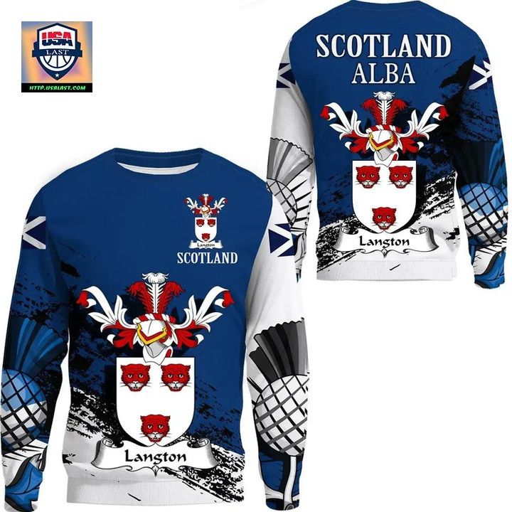 Langton Scottish Family Crest Scotland Special Sweater A7 ? Usalast