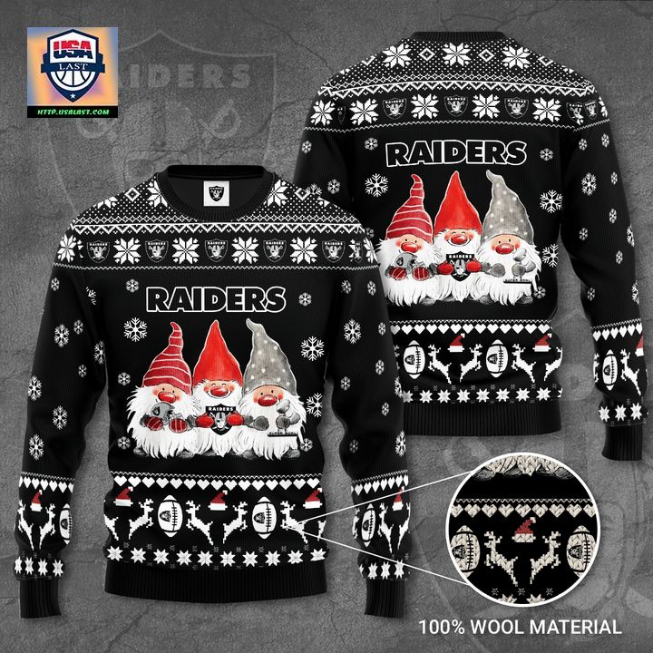 Las Vegas Raiders Gnome De Noel Christmas Ugly Sweater ? Usalast