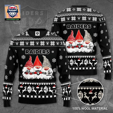 Las Vegas Raiders Gnome De Noel Christmas Ugly Sweater ? Usalast