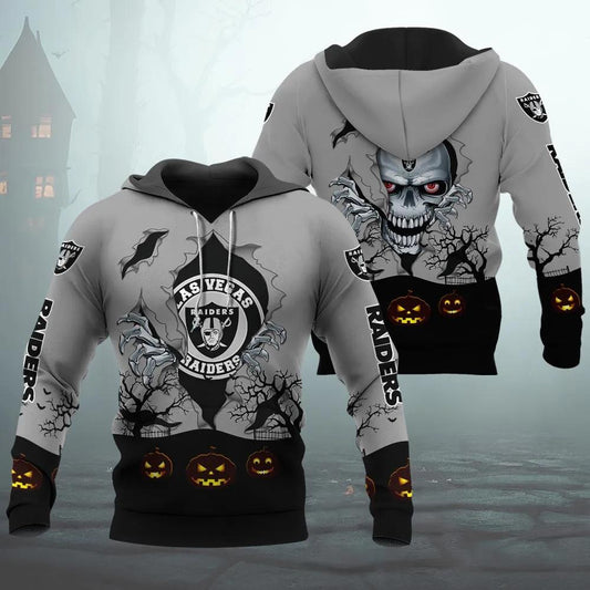 Las Vegas Raiders Halloween 3D NFL All Over Print Hoodie -Moonbestprint