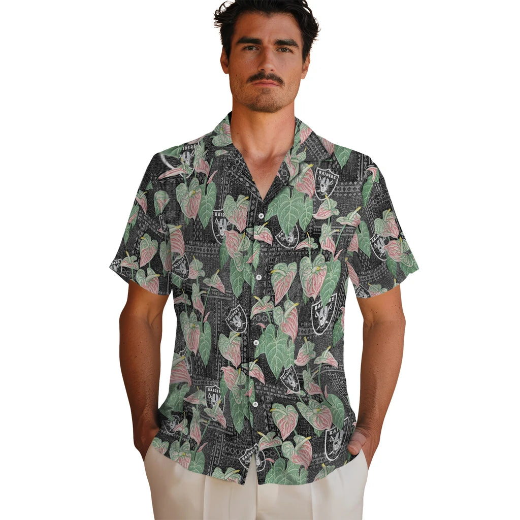 Las Vegas Raiders Hawaiian Shirt - Anthurium Overlay | Moonbestprint