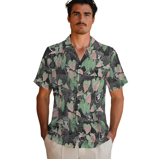 Las Vegas Raiders Hawaiian Shirt - Anthurium Overlay | Moonbestprint