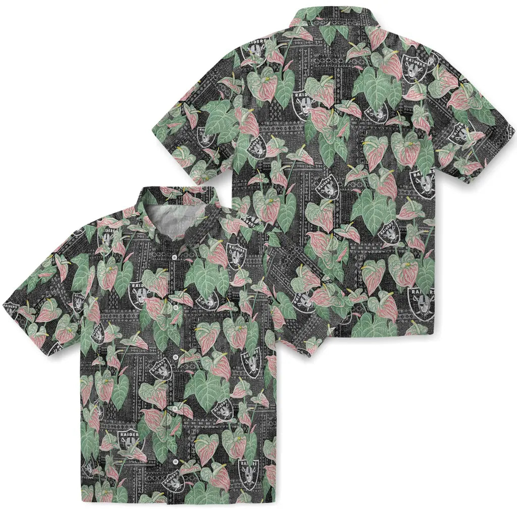 Las Vegas Raiders Hawaiian Shirt - Anthurium Overlay | Moonbestprint