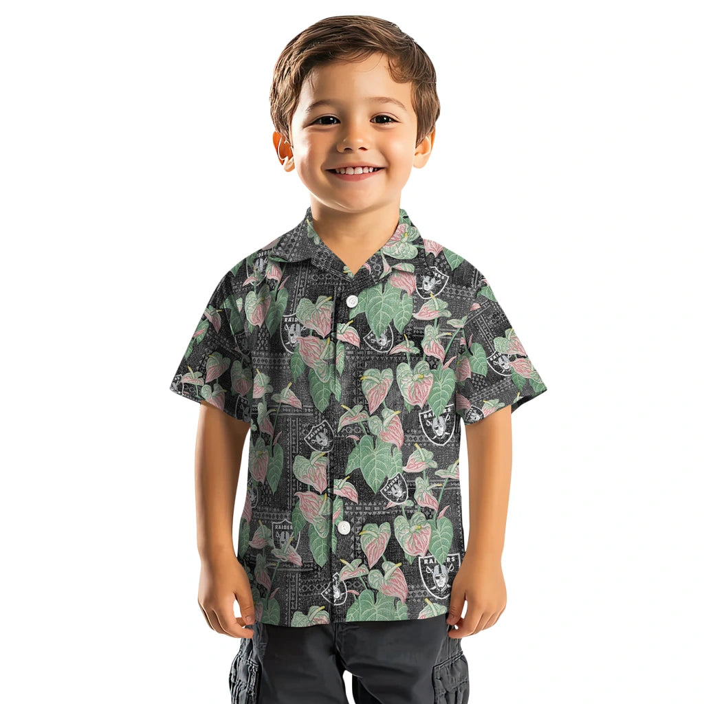 Las Vegas Raiders Hawaiian Shirt - Anthurium Overlay | Moonbestprint