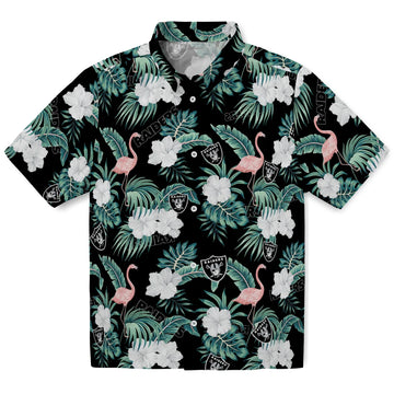 Las Vegas Raiders Hawaiian Shirt - Flamingo and Hibiscus | Moonbestprint