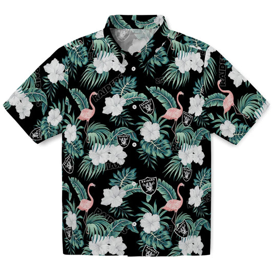 Las Vegas Raiders Hawaiian Shirt - Flamingo and Hibiscus | Moonbestprint