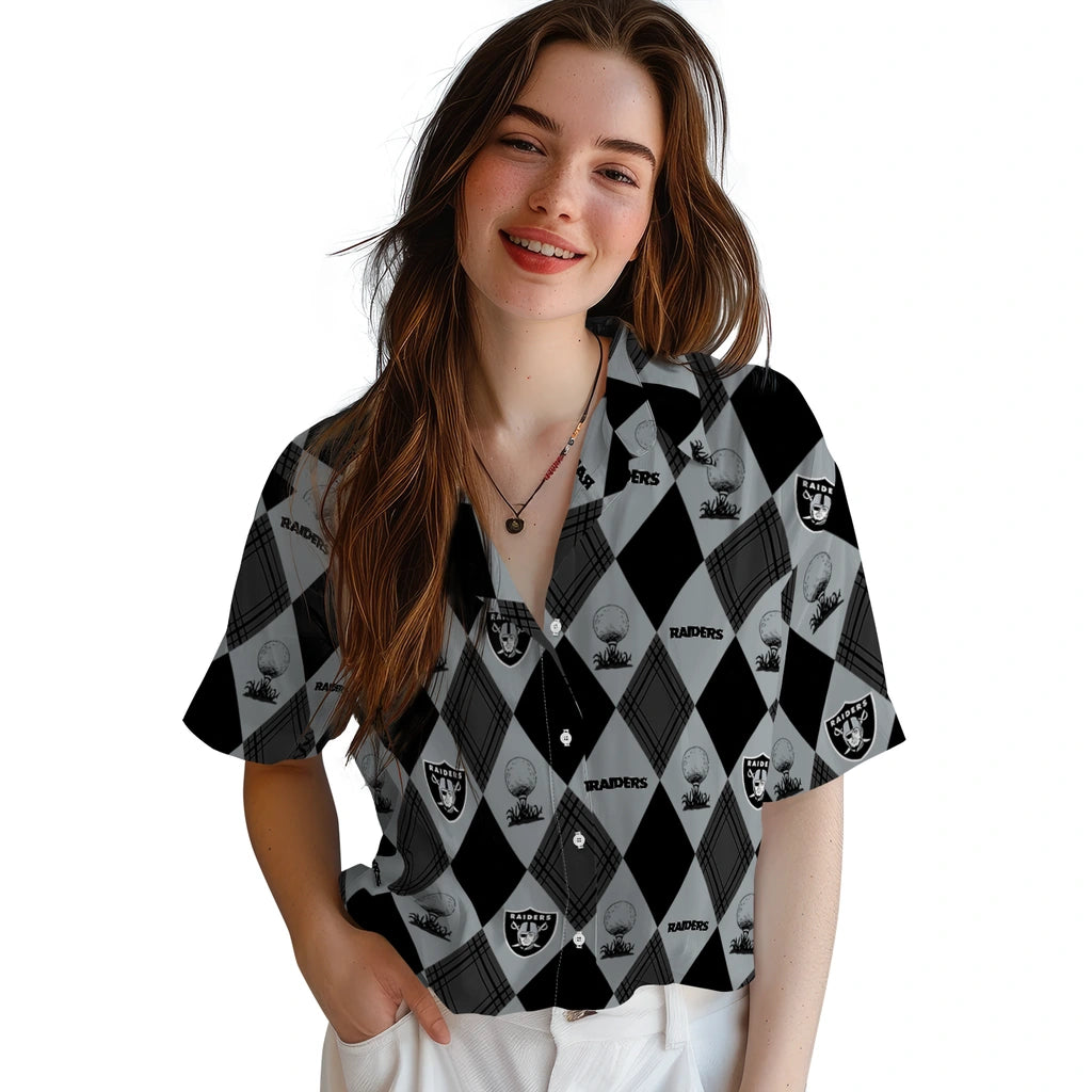 Las Vegas Raiders Hawaiian Shirt - Golfing Plaid | Moonbestprint