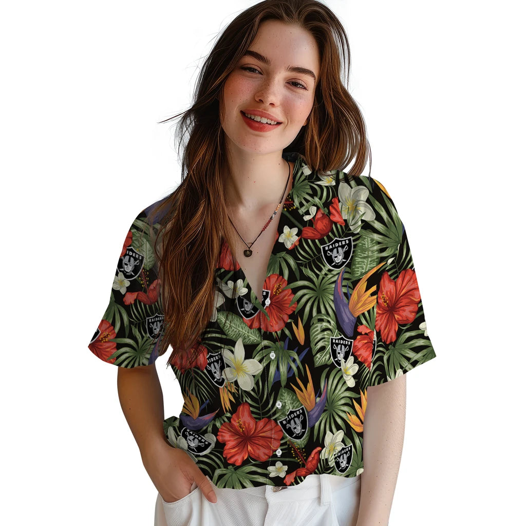 Las Vegas Raiders Hawaiian Shirt - Hawaii Floral Hibiscus | Moonbestprint