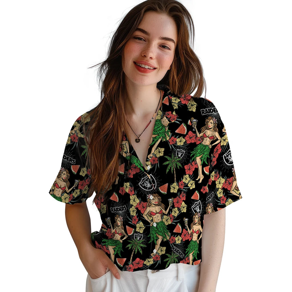 Las Vegas Raiders Hawaiian Shirt - Hawaiian Girls Design | Moonbestprint