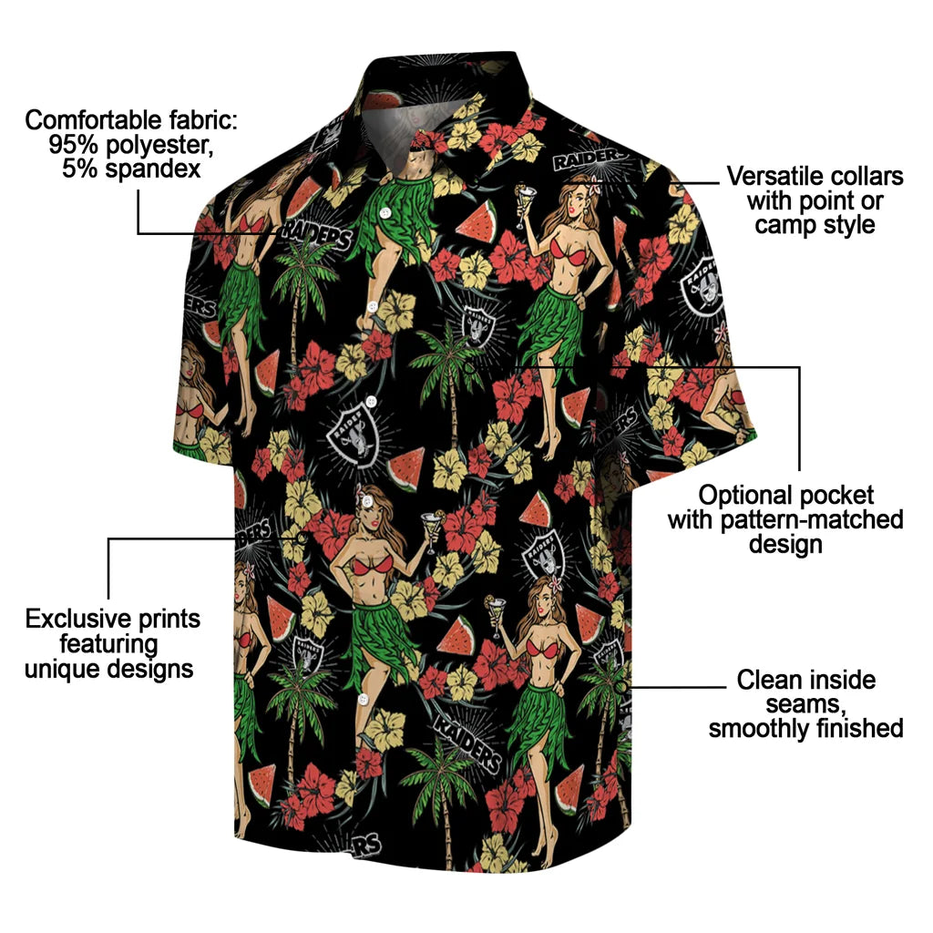Las Vegas Raiders Hawaiian Shirt - Hawaiian Girls Design | Moonbestprint