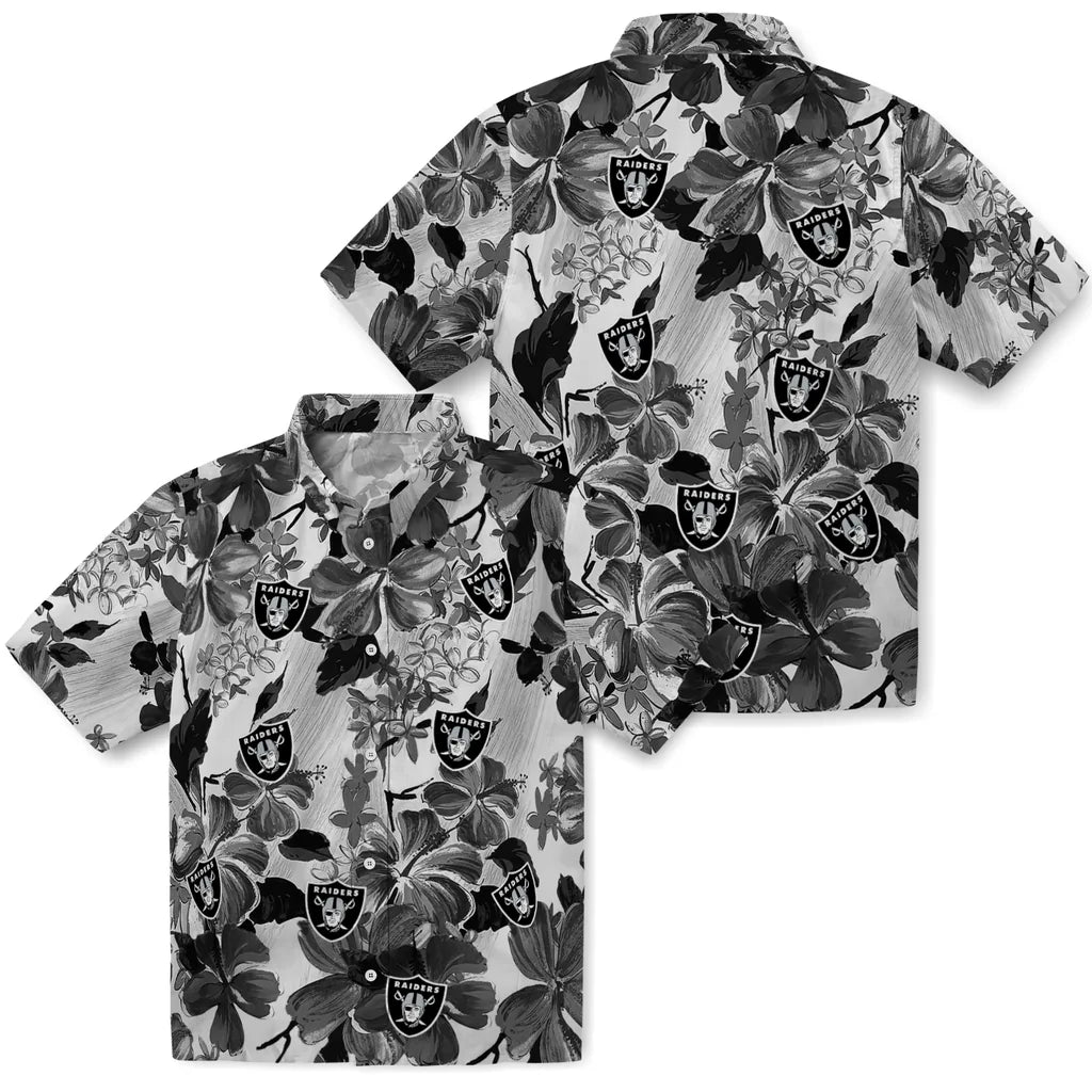 Las Vegas Raiders Hawaiian Shirt - Hibiscus Arrangement | Moonbestprint